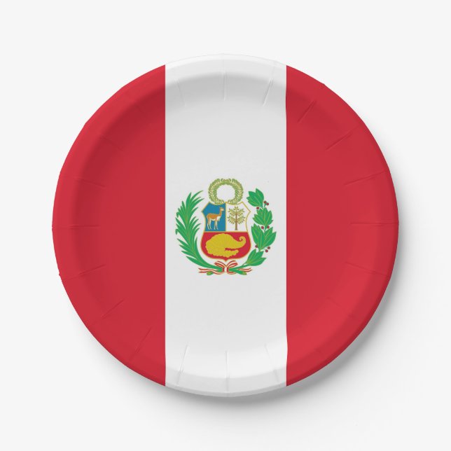 Patriotic paper plate with flag of Peru (Front)