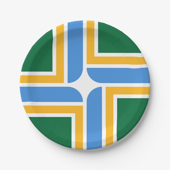 Patriotic paper plate with flag of Portland City. (Front)