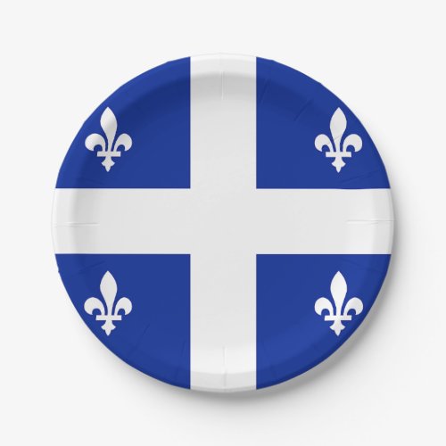 Patriotic paper plate with flag of Quebec