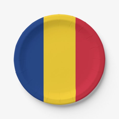 Patriotic paper plate with flag of Romania
