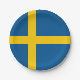 Patriotic paper plate with flag of Sweden