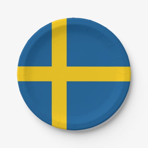 Patriotic paper plate with flag of Sweden