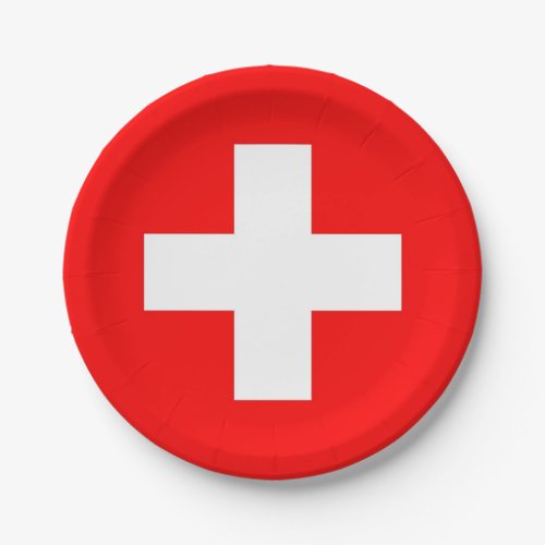 Patriotic paper plate with flag of Switzerland