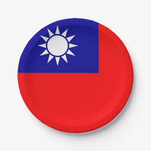 Patriotic paper plate with flag of Taiwan