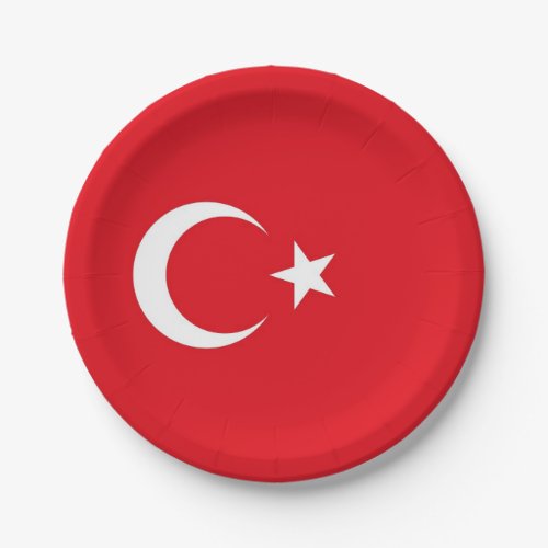 Patriotic paper plate with flag of Turkey