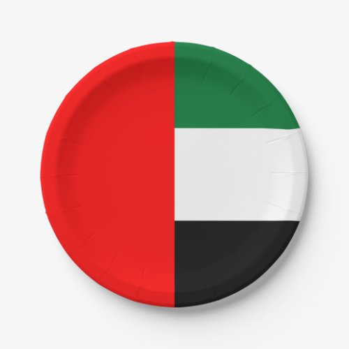 Patriotic paper plate with flag of UAE