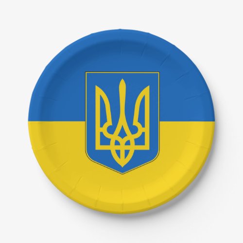 Patriotic paper plate with flag of Ukraine