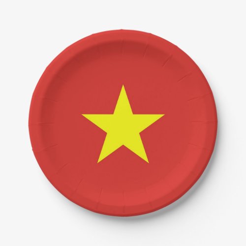 Patriotic paper plate with flag of Vietnam