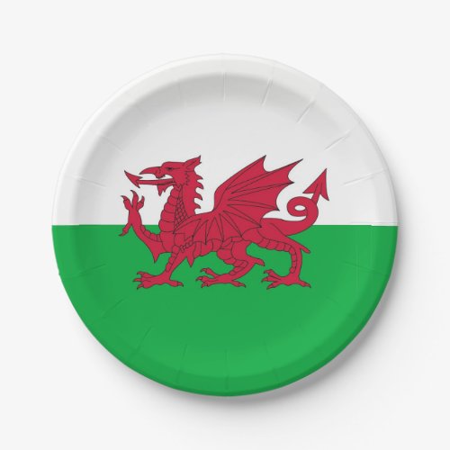 Patriotic paper plate with flag of Wales