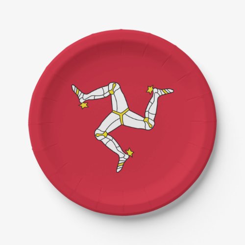 Patriotic paper plate with Isle of Man flag UK