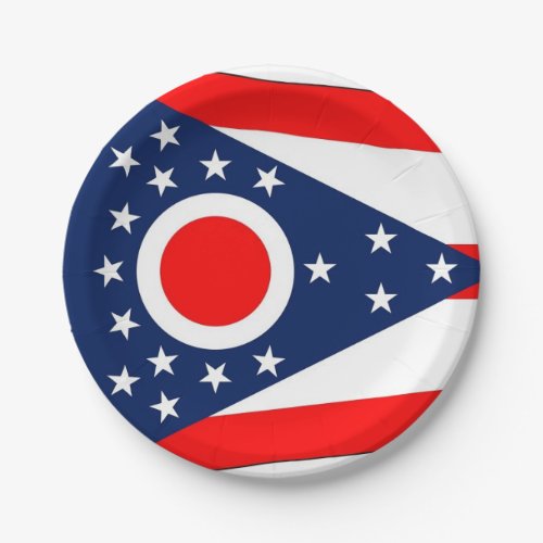 Patriotic paper plate with Ohio flag