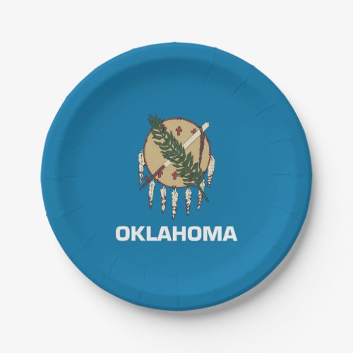 Patriotic paper plate with Oklahoma flag