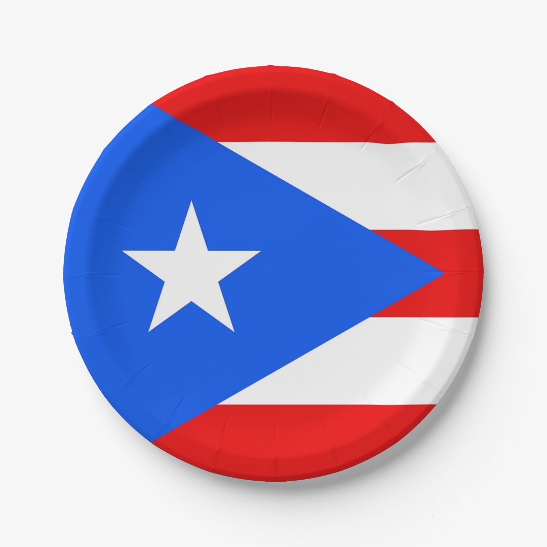 Patriotic paper plate with Puerto Rico flag | Zazzle