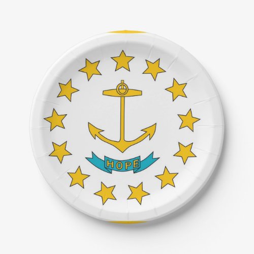 Patriotic paper plate with Rhode Island flag