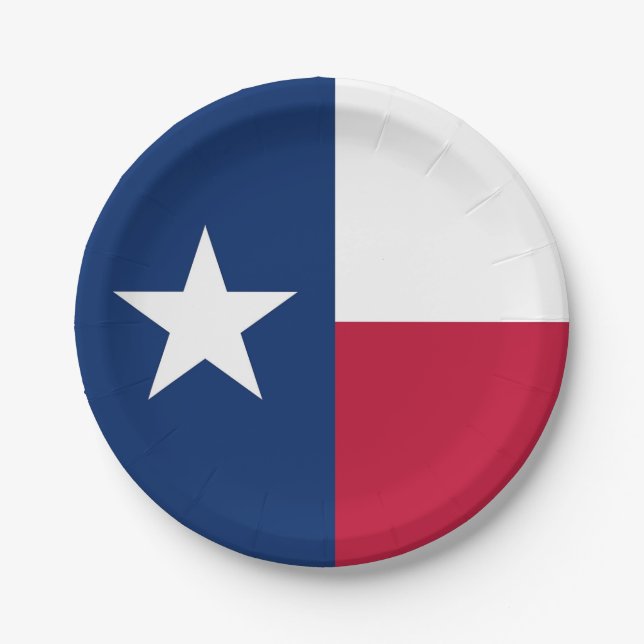 Patriotic paper plate with Texas flag (Front)