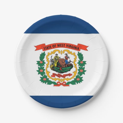 Patriotic paper plate with West Virginia flag