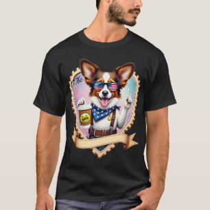 Patriotic Papillon with coffee T-Shirt