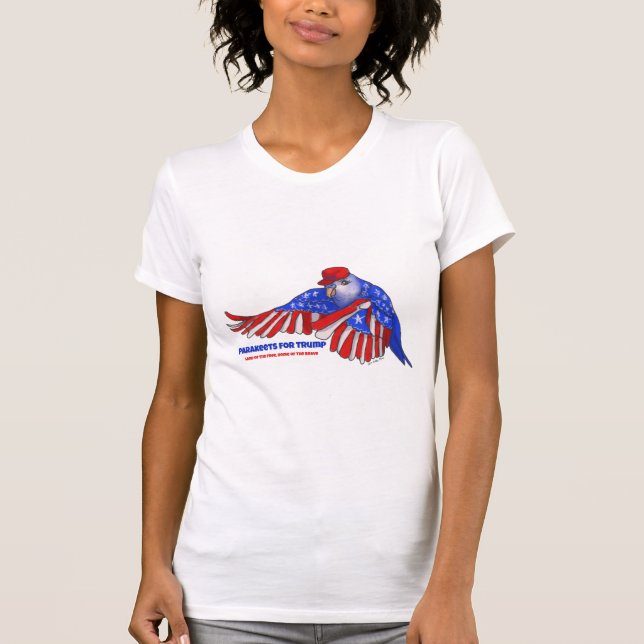 Patriotic Parakeet with MAGA Hat T-Shirt (Front)