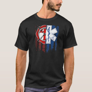 Patriotic Paramedic Firefighter Emt Usa Flag Ems T-Shirt