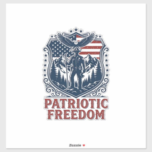 Patriotic Park Ranger Vector Graphic Tee_1 Sticker (Sheet)