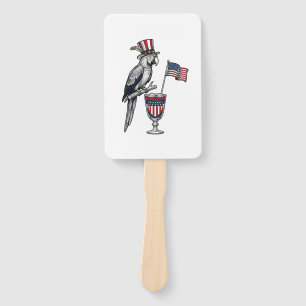 Patriotic Parrot Cocktail Vintage Vector Design_1 Hand Fan