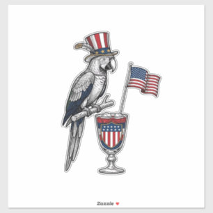 Patriotic Parrot Cocktail Vintage Vector Design_1 Sticker