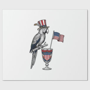 Patriotic Parrot Cocktail Vintage Vector Design_1 Wrapping Paper