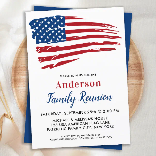 Patriotic Party American Flag Family Reunion Invitation | Zazzle