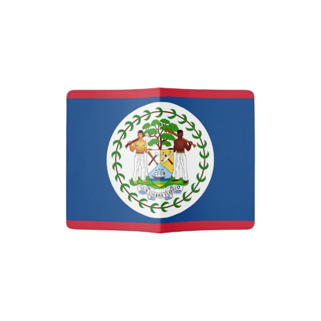 Patriotic Passport Holder with flag of Belize (Opened)
