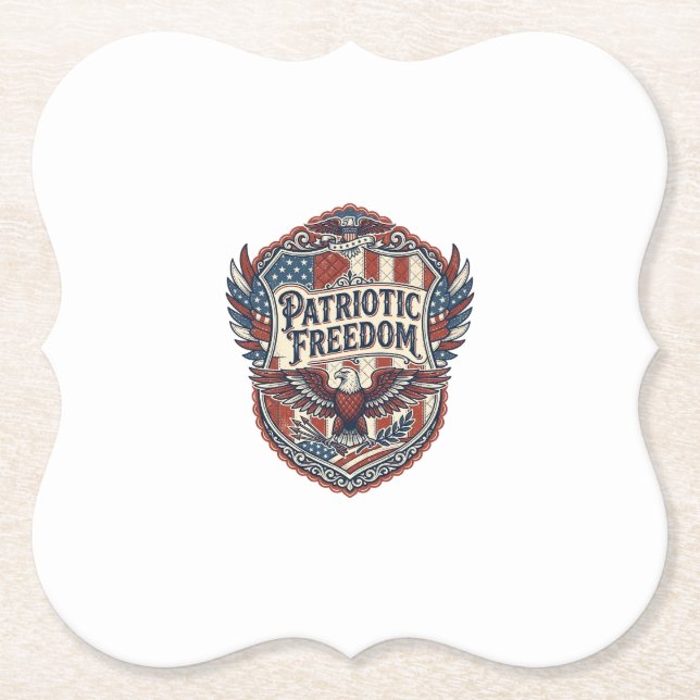 Patriotic Patchwork Artist Paper Coaster (Front)