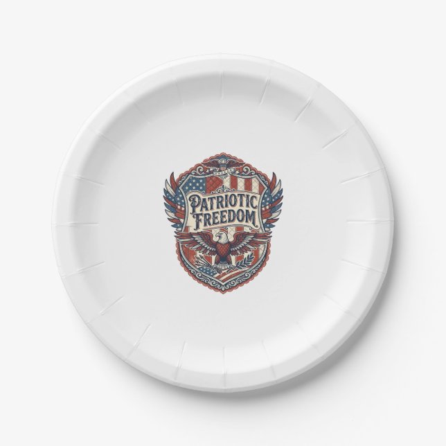 Patriotic Patchwork Artist Paper Plates (Front)
