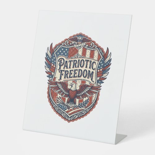 Patriotic Patchwork Artist Pedestal Sign