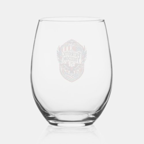 Patriotic Patchwork Artist Stemless Wine Glass