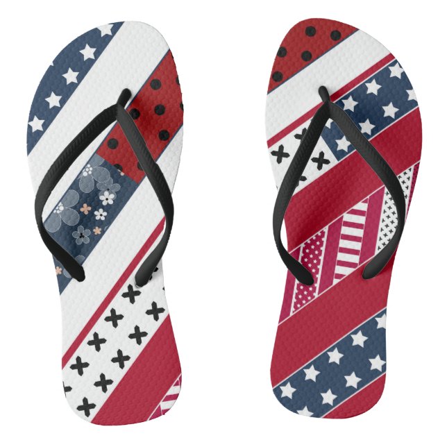 Patriotic, patchwork flip flops (Footbed)