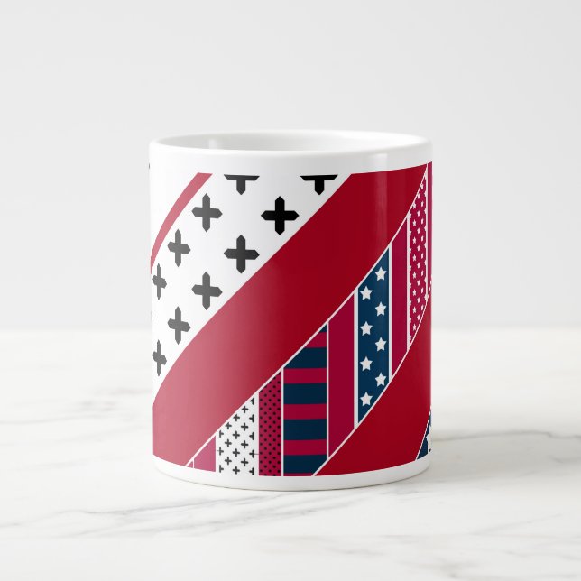 Patriotic, patchwork giant coffee mug (Front)