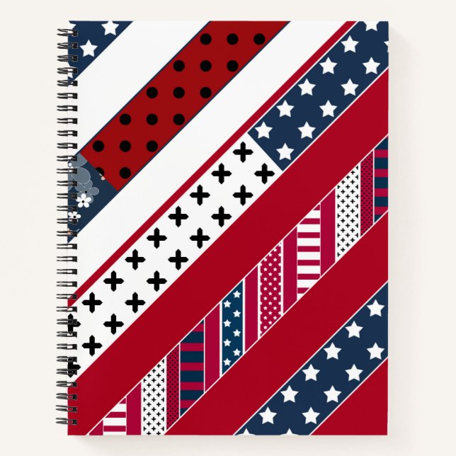 Patriotic, patchwork notebook (Front)