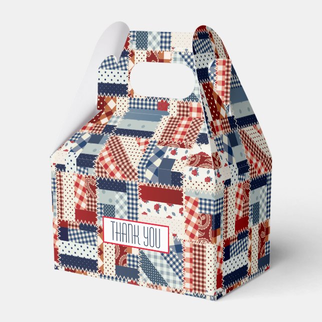 Patriotic Patchwork Quilt Favor Box (Front Side)