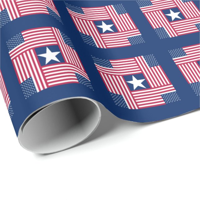 Patriotic Pattern American Flag Wrapping Paper (Roll Corner)