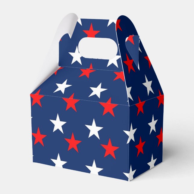 Patriotic Pattern Stars on Blue Favor Boxes (Front Side)