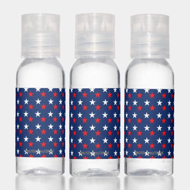 Patriotic Pattern Stars on Blue Hand Sanitizer (Set)