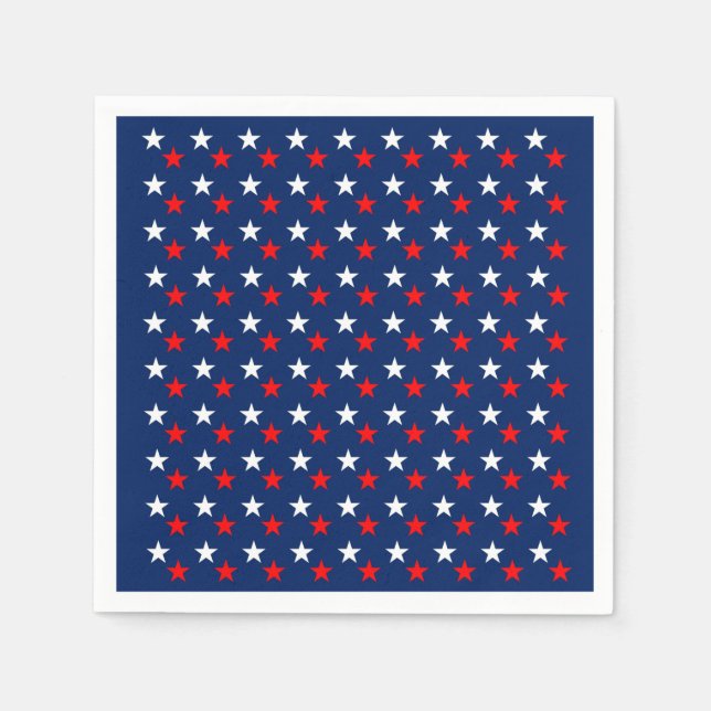 Patriotic Pattern Stars on Blue Napkins (Front)