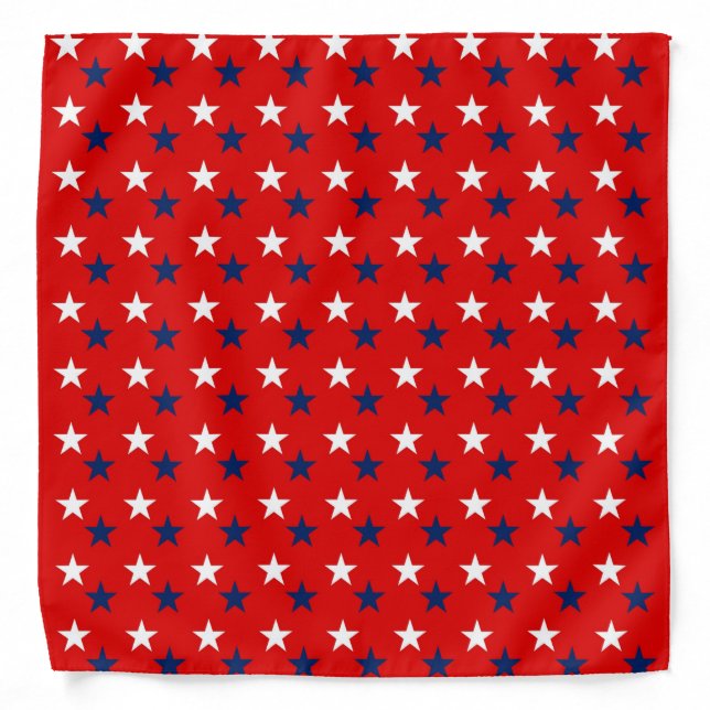 Patriotic Pattern Stars on Red Bandana (Front)