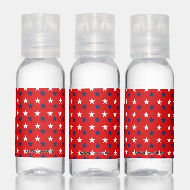Patriotic Pattern Stars on Red Hand Sanitizer (Set)