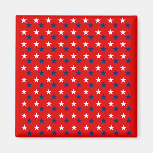 Patriotic Pattern Stars on Red Magnet