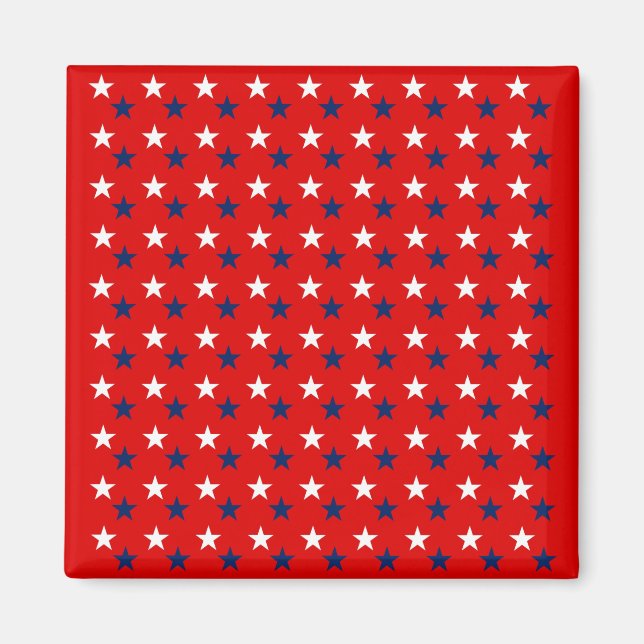 Patriotic Pattern Stars on Red Magnet (Front)