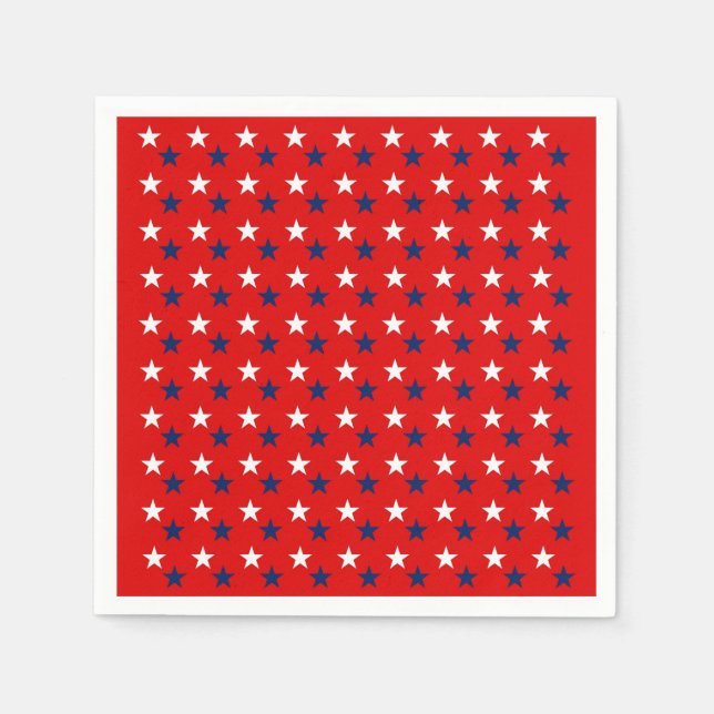 Patriotic Pattern Stars on Red Napkins (Front)
