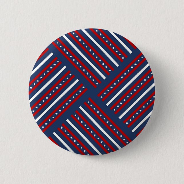 Patriotic Pattern Stripes Button (Front)