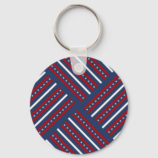 Patriotic Pattern Stripes Keychain (Front)