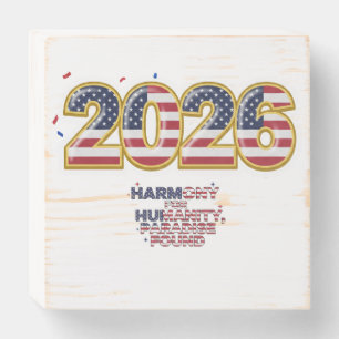 Patriotic Peace Decal Wooden Box Sign