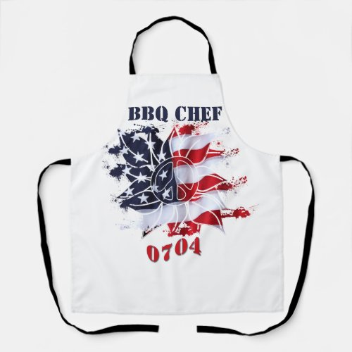 Patriotic Peace Flower 4th of July BBQ Party Apron